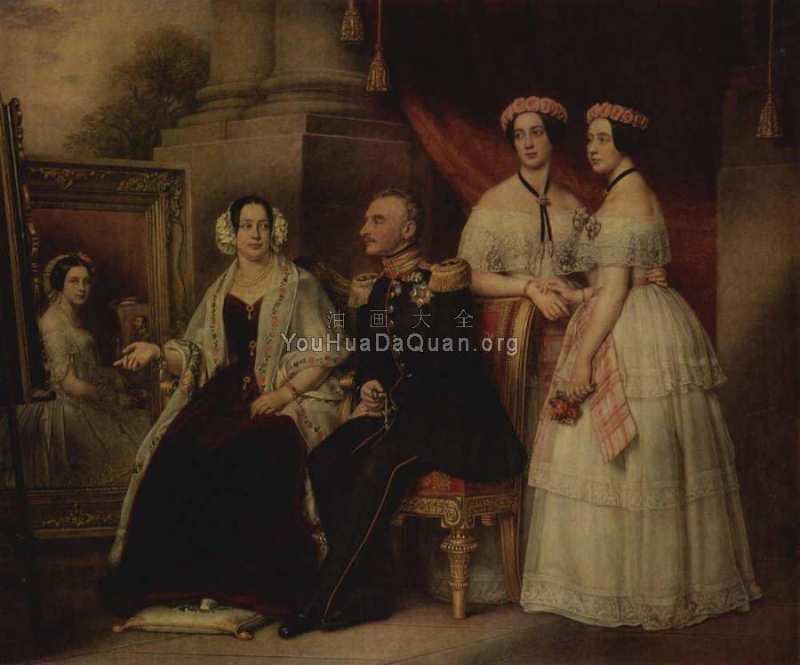 Family Portrait of the Herzogs, Joseph von Sachsen-Altenburg - 约瑟夫·卡尔·斯蒂勒